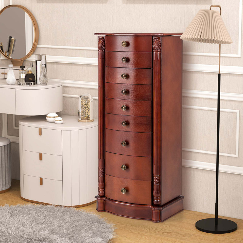 Canora Grey Mellot Wood Free Standing Jewelry Armoire with Mirror Reviews Wayfair